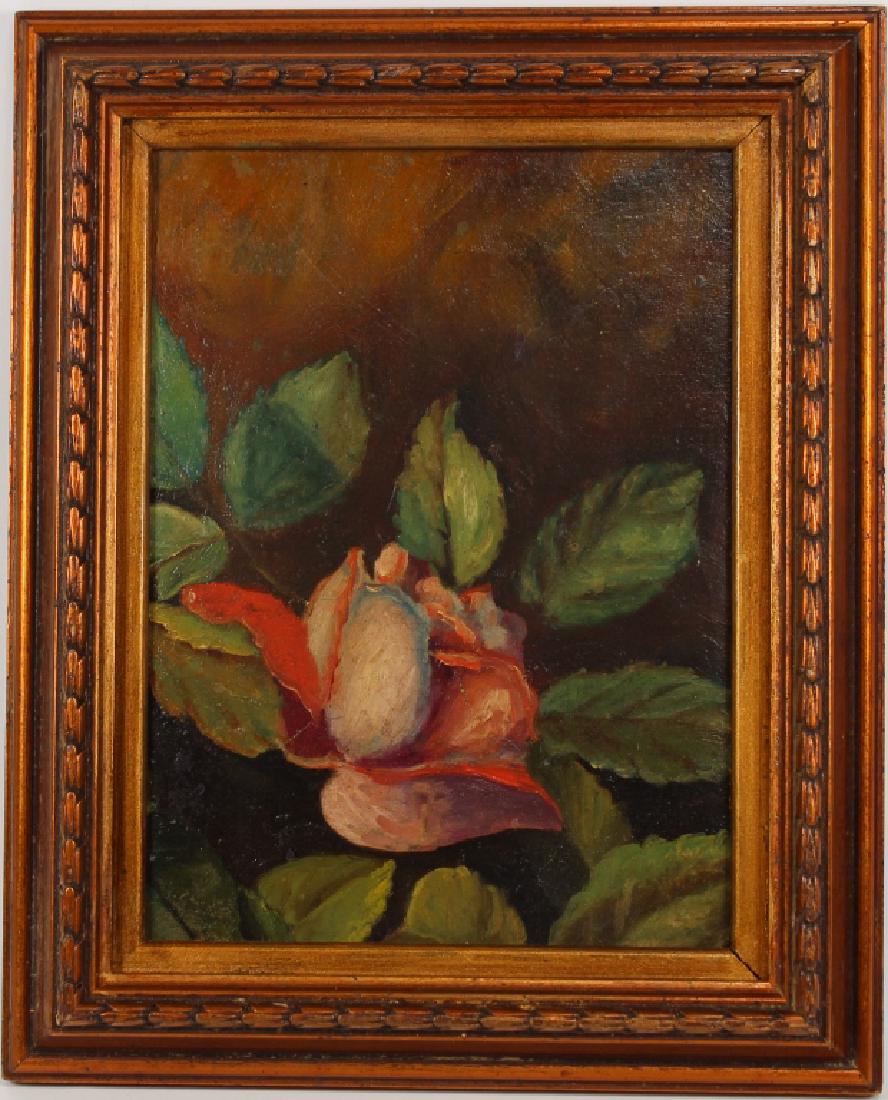 American School, Still Life Painting of Flowers: American School, Still Life Painting of Flowers. Unsigned. OIl on board. Sight size: 7.5 x 5.5 in. Overall Size: 10.25 x 8.5 in.