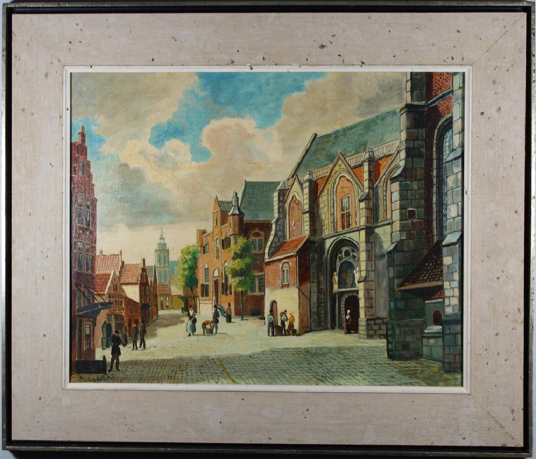 20th C. Dutch Village Scene, Signed (1 of 4)