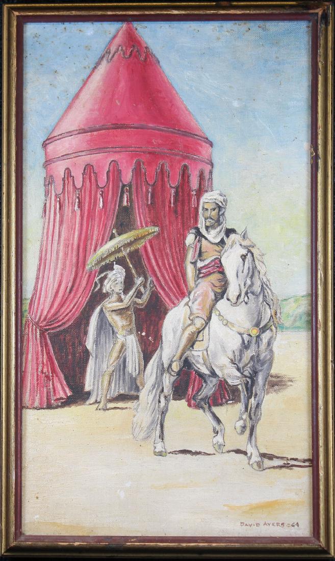 Signed, Orientalist Style Oil on Canvas Painting: Signed, Orientalist Style Oil on Canvas Painting of figure on horseback. 20th century. Signed lower right. Sight size: 13.5 x 8 inches.