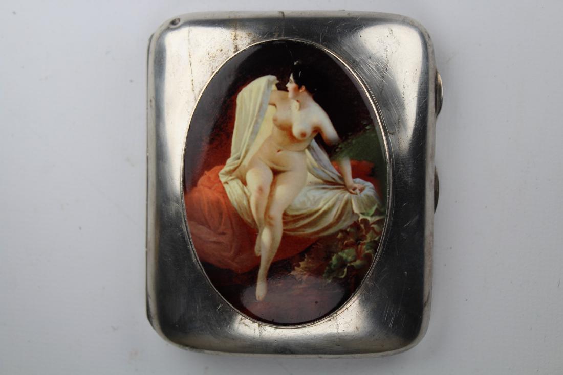 Art Deco 'Nude Woman' Silver Cigarette Case: Art Deco 'Nude Woman' Silver Cigarette Case. Stamped inside case. Size: 3.5 x 3 in.
