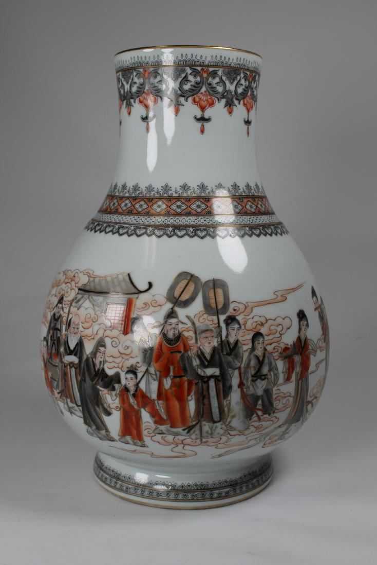 Chinese Calligraphy Signed Figural Porcelain Vase (1 of 5)