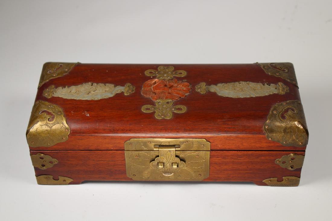 Chinese Carved Jade/Stone Inset Jewelry Box (1 of 5)