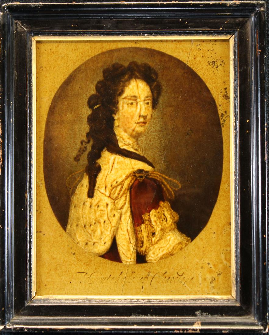 Antique Portrait of Figure on Glass: Antique Portrait of Figure on Glass. Sight Size: 9.5 x 7.5 in. Overall Size: in. Framed behind glass.