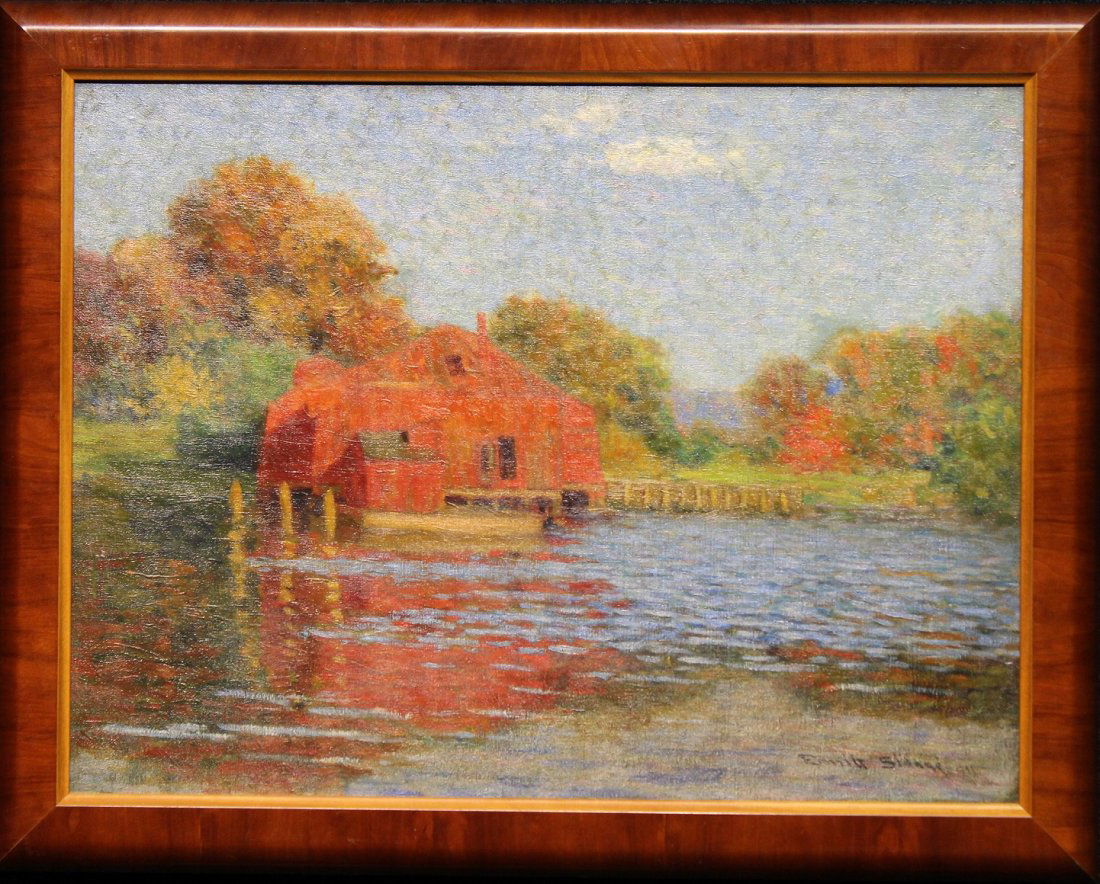Emile Stange  (1863 - 1943)  Lake House in Autumn (1 of 5)