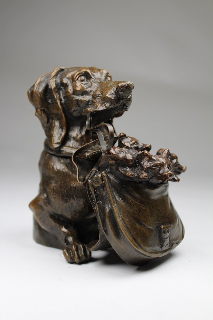 Figural Bronze Dog Grouping Inkwell (1 of 4)