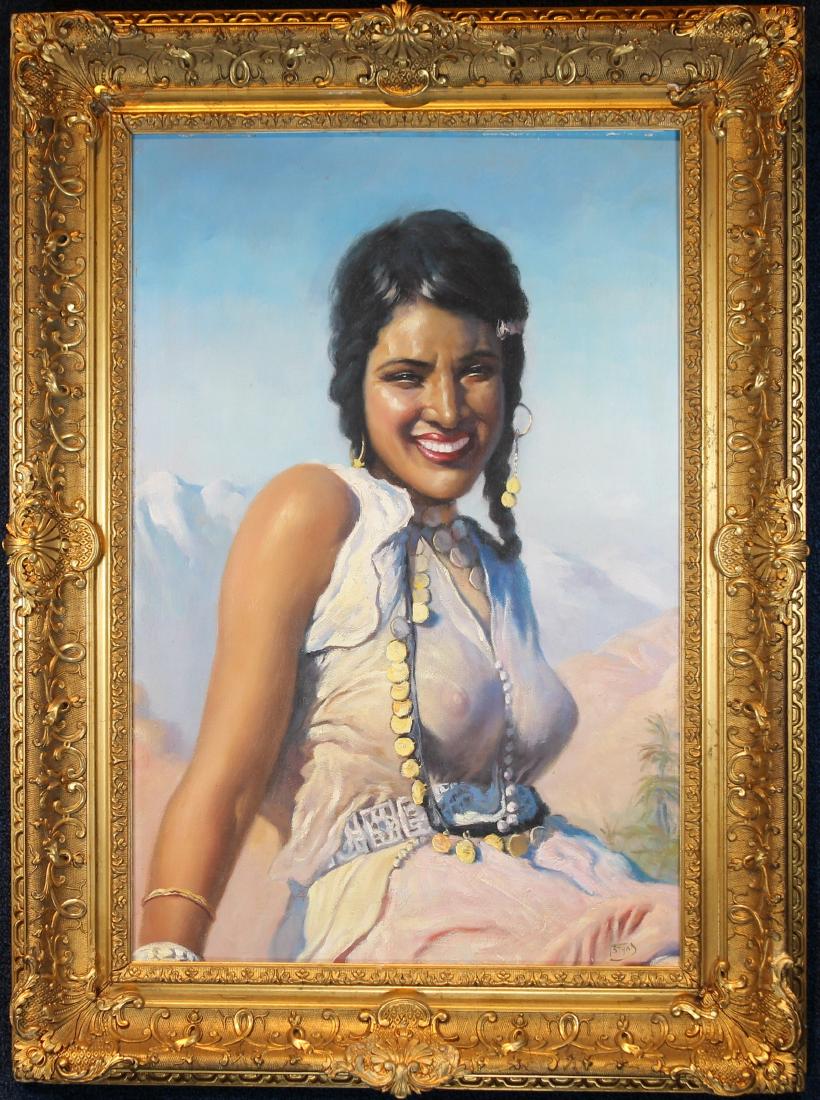 "Oriental Beauty" Adam Styka (NY, Polish, 1890 - 1951): "Oriental Beauty" Adam Styka (New York / Poland, 1890 - 1951) Signed lower right. Orientalist oil on Canvas laid on board. Sight Size: 23.25 x 15.25 in. Overall Size: 30.25 x 22.25 in. Styka studied a