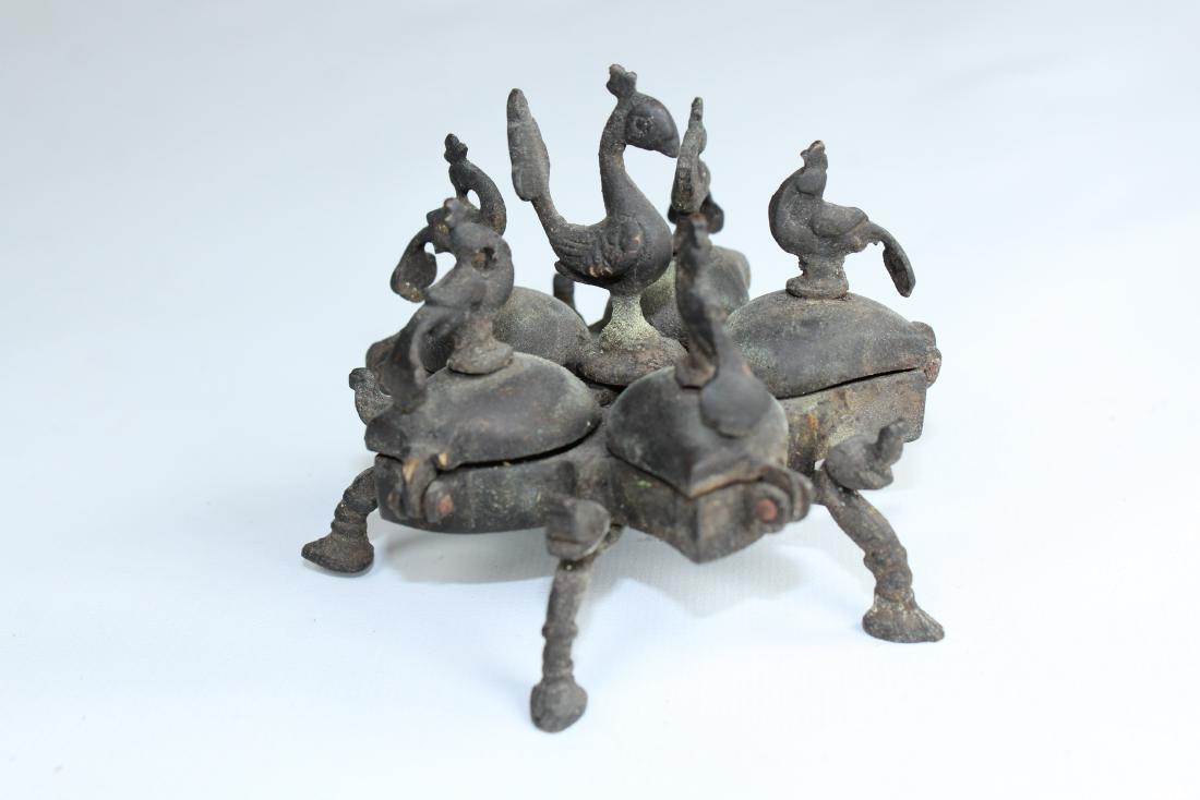 Antique Bronze Figural Vessel: Antique Bronze Figural Vessel. Height: 3 in.