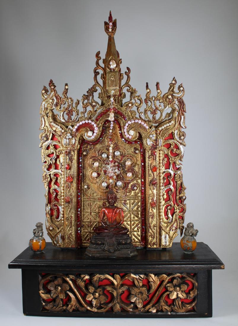 Contemporary Gilt Buddhist Shrine: Contemporary Gilt Buddhist Shrine. Dimensions: 24.5 x 16 x 6 in.