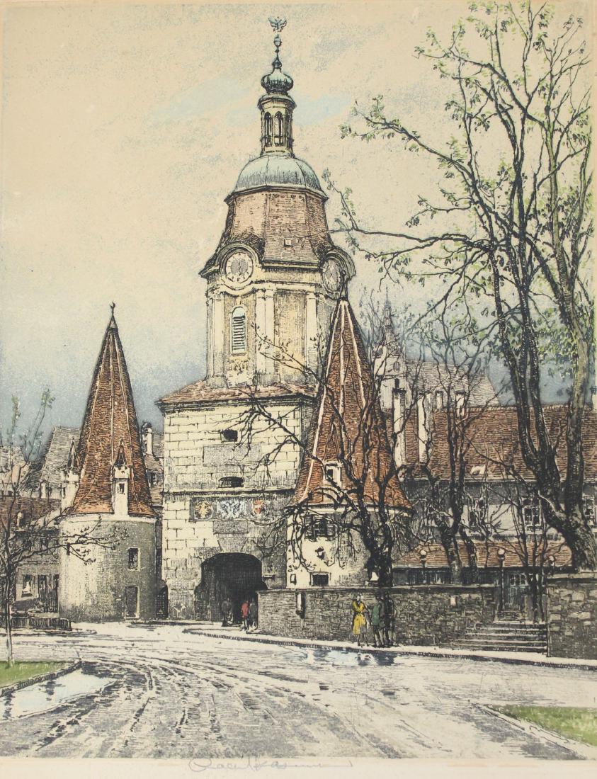 Robert Kasimir (1914 - 2002) Colored Etching: Robert Kasimir (1914 - 2002) Colored Etching. Pencil signed lower center. Sight size: 14 x 11.25 inches.