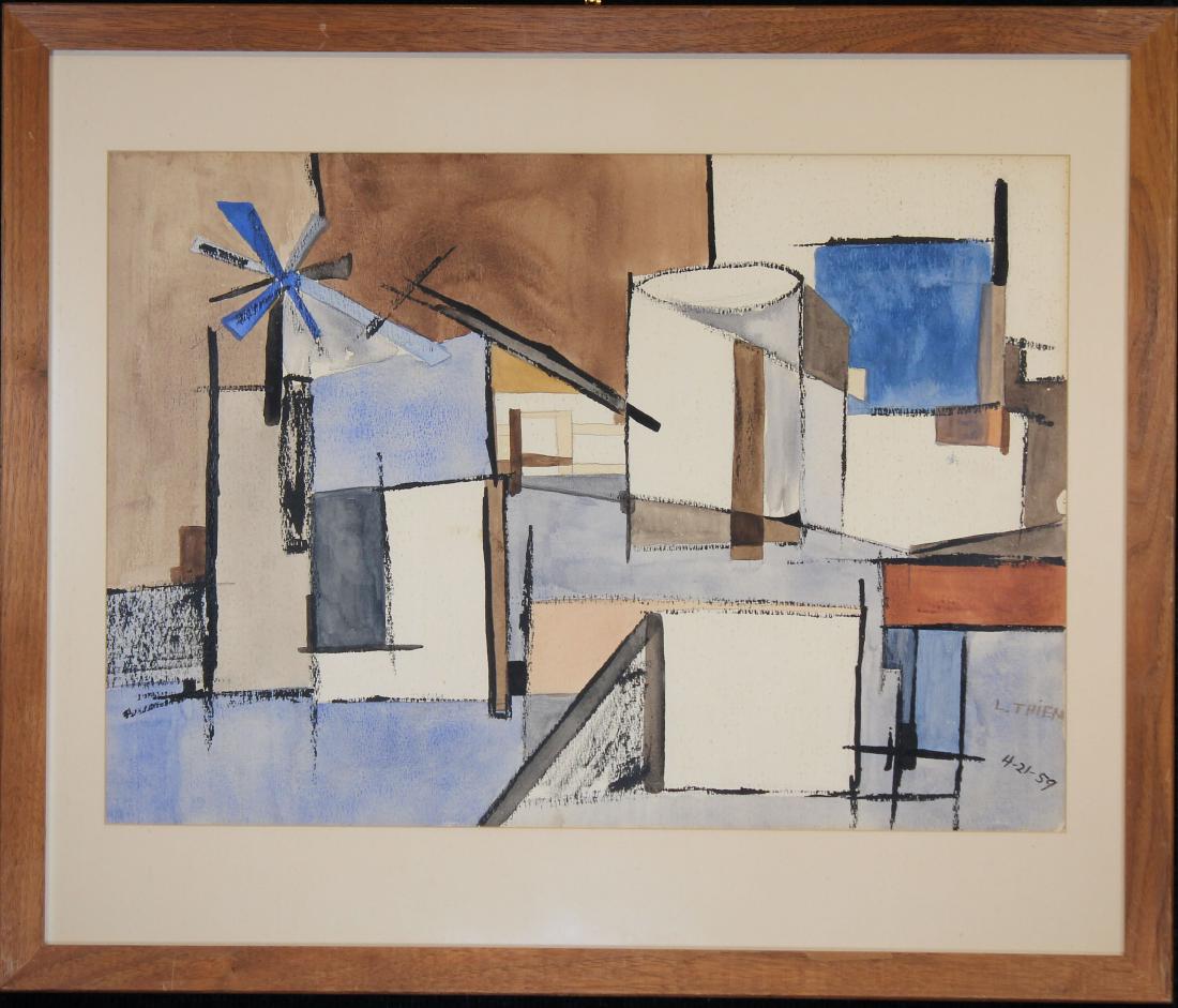 Thiem, Signed 1959 Abstract Mixed Media (1 of 3)