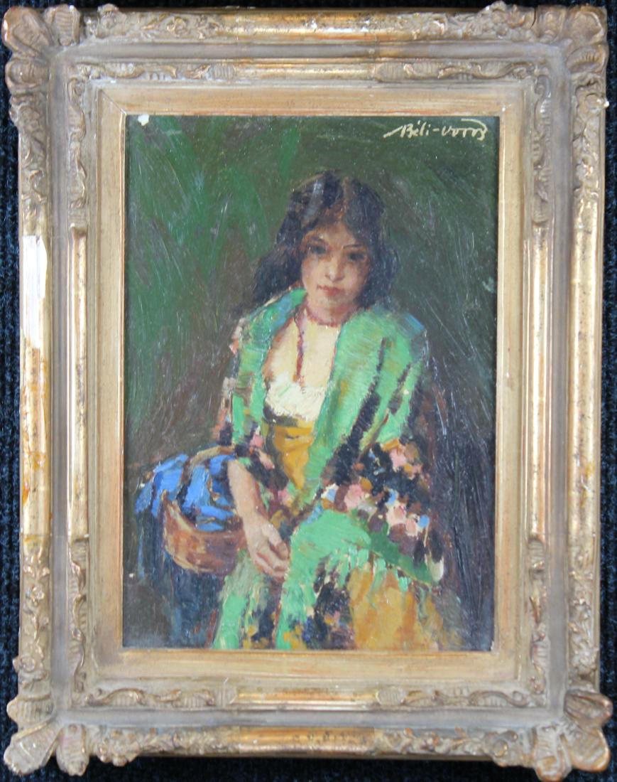 Signed, Impressionist Portrait of a Young Girl: Signed, Impressionist Portrait of a Young Girl. 20th C. European School. Signed indistinctly upper right. Oil on board. Sight Size: 6.75 x 4.75 in. Overall Size: in.