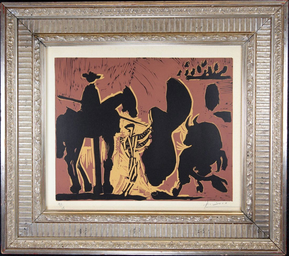 Picasso, Pencil Signed Linocut of Matador (1 of 3)