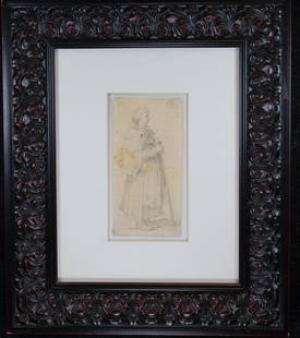 Manner of Abraham Bloemaert (1564 - 1651): Manner of Abraham Bloemaert (Holland, Netherlands, 1564 - 1651) Old master drawing of a figure. Graphite/Paper. Appears to be unsigned. Provenance: Private California collection.Paper Size: 7.75 x 3.7