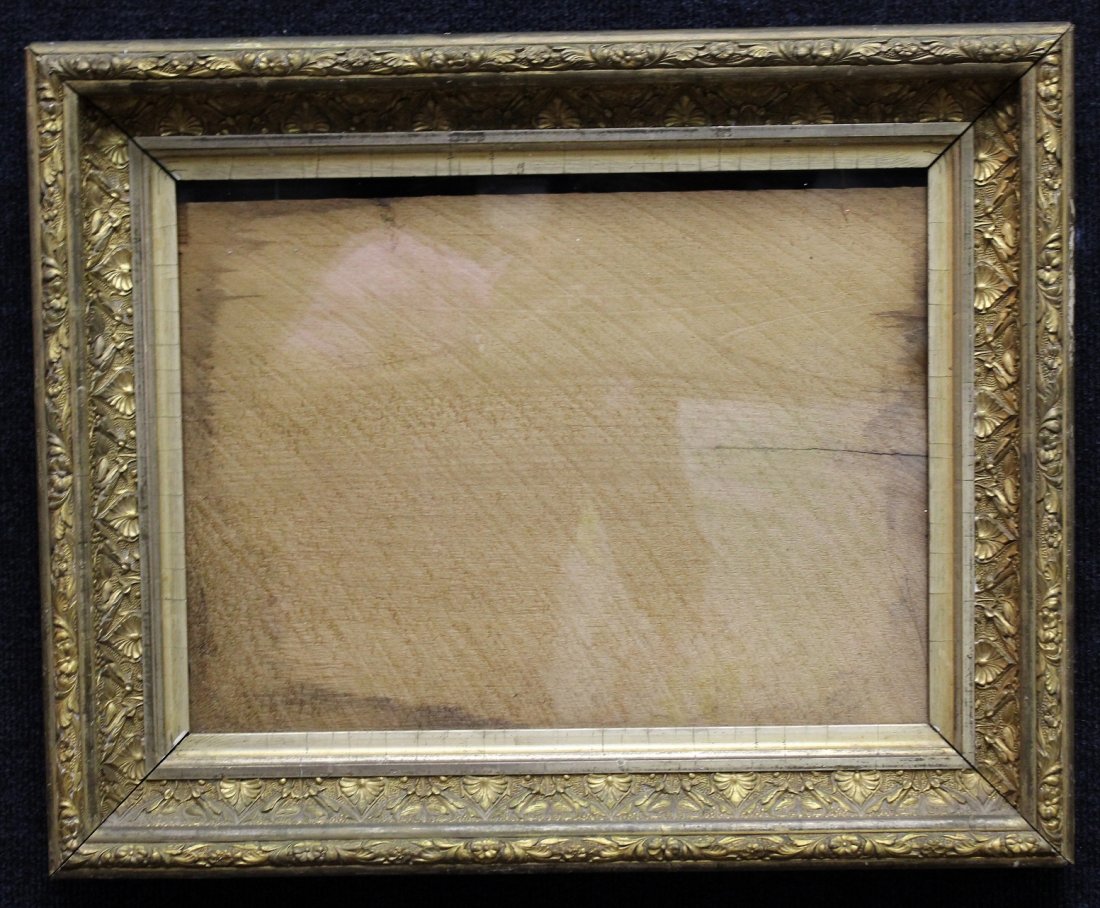Antique, Gilt Frame: Antique, Gilt Frame. Rabbet Size: 12.25 x 16.25 in. Overall Size: 17.5 x 21.5 in. Does have glass insert.