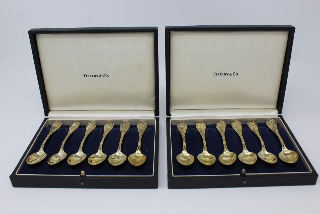 (12) Tiffany & Co Audubon Sterling Gold Teaspoons: (12) Tiffany & Co. Audubon Sterling 'Gold Vermeil' Teaspoons. Japanese (now Audubon) was designed in 1871, during the most innovative period in the history of Tiffany silver and it is still one of the