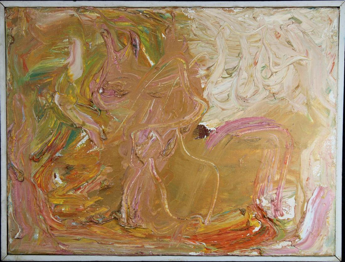 Thomas Koether (NY, FL, Europe, B. 1940): Thomas Koether (New York, Florida / Europe, Australia) Abstract Painting. Size: 9.5 x 12.5 in. In 1960, Koether was accepted to the school of the Art Institute of Chicago at age 20. In 1963 Koether Mo