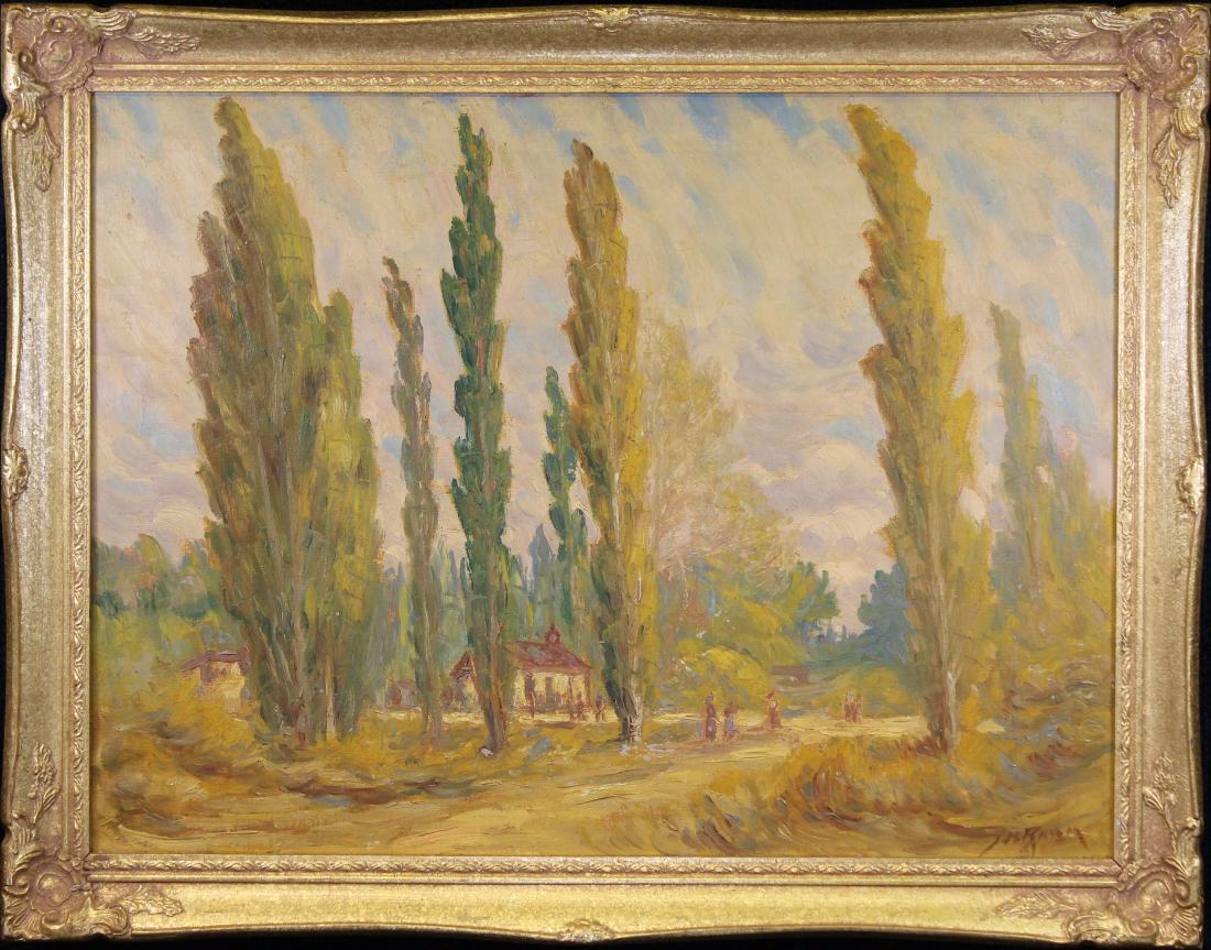 John Ramm (California, 1879 - 1948): John Henry Ramm (California, 1879 - 1948) Painting of figures in a California landscape. Signed lower right. Oil on Canvas. Titled verso. Sight Size: 17.5 x 23.5 in. Overall Size: 21.5 x 27.5 in. (JR1