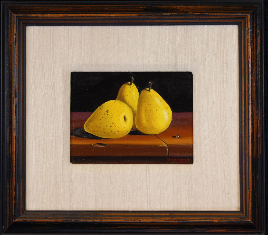 Desmedt, Signed Still Life Painting of Pears: Desmedt, Signed Still Life Painting of Yellow Pears. Oil on canvas. Signed lower right.