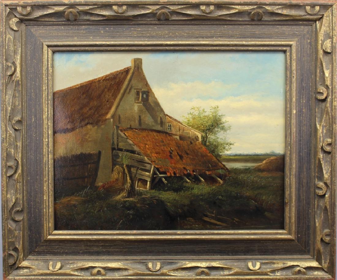 Joseph Thors (UK, France, c.1835 - 1900): Joseph Thors (UK, France, c.1835 - 1900) Oil on Canvas. Painting of a cottage. Signed lower left. With original labels verso. Thors exhibited in London, at the Royal Academy and the Royal Society of B