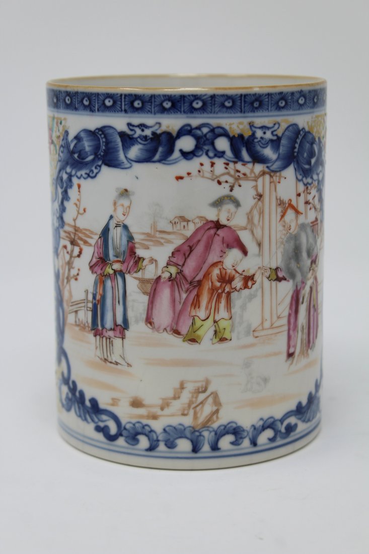Chinese Export Figural Porcelain Cup: Chinese Export Figural Porcelain Cup. Height: 4.75 inches.