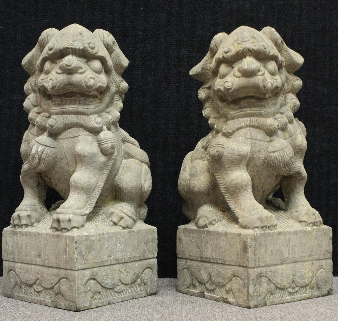Antique Chinese Stone Foo Dogs- C.L. Ma Collection: Antique Chinese Stone Foo Dogs. Provenance: C.L. Ma Furniture (China) Collection. Author of the book "Traditional Chinese Furniture from the Greater Shanxi Region". Includes shipping manifest from whe