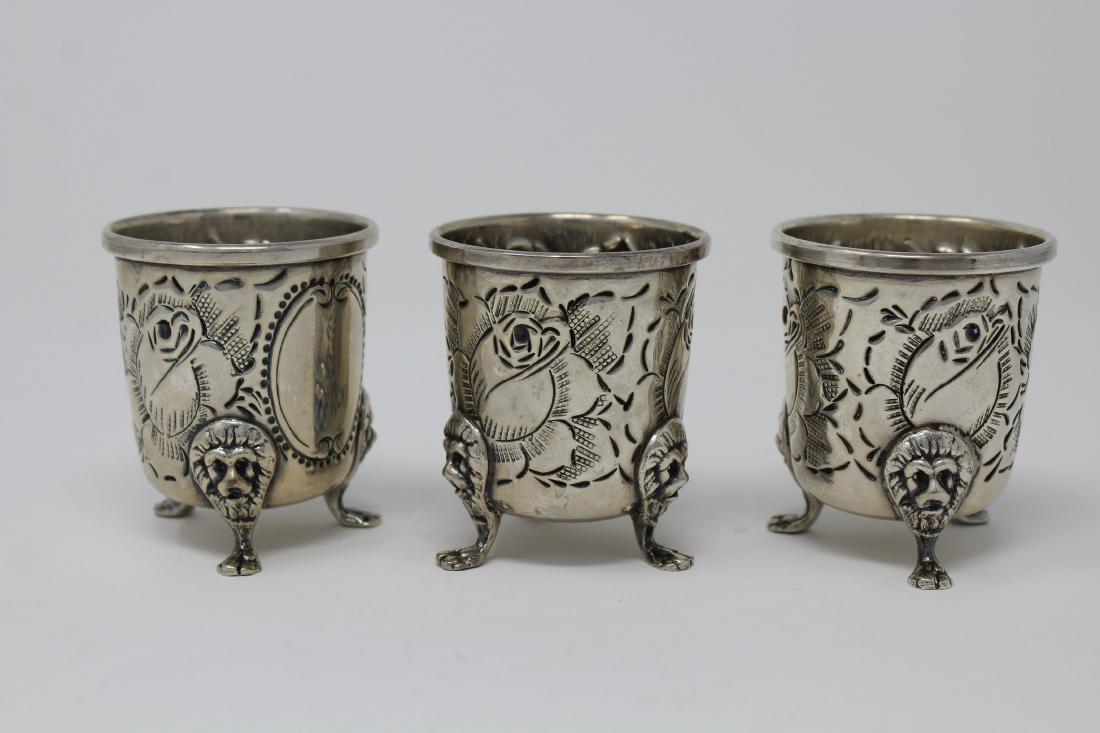 (3) Baldwin & Miller Sterling Chased Footed Sugars: (3) Baldwin & Miller Sterling Hand Chased Footed Sugars. Stamped 'B&M Sterling 92 Hand Chased' on base. Total Weight: 7.08 ozt Height: 2.75 in