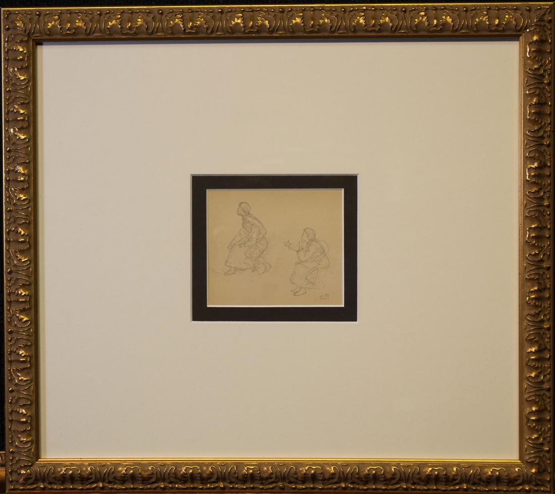 European School, Initialed Figural Pencil Sketch: European School, Initialed Figural Pencil Sketch. Initialed lower right. Provenance: Private Florida collection. Pencil/Paper. Sight size: 3.75 x 4.25 inches.