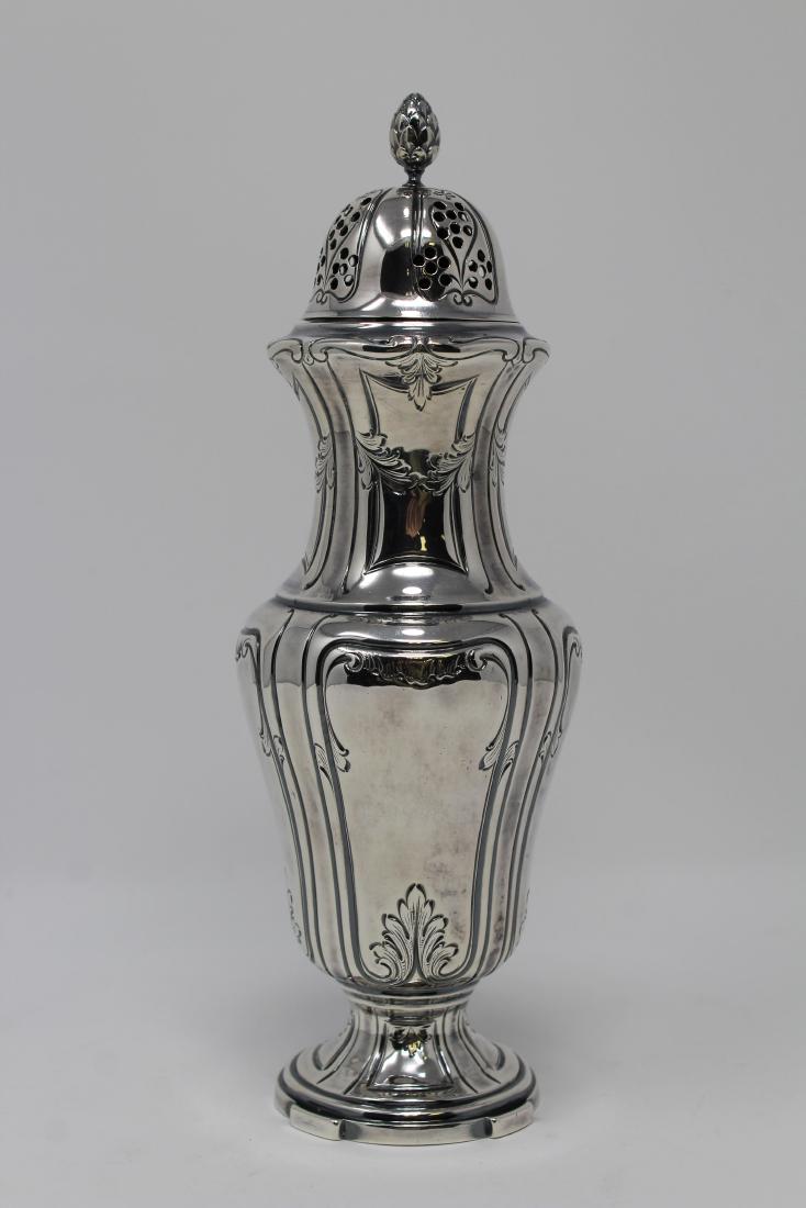 Sterling Silver Muffineer: Sterling Silver Muffineer. Height: 8.25 inches.