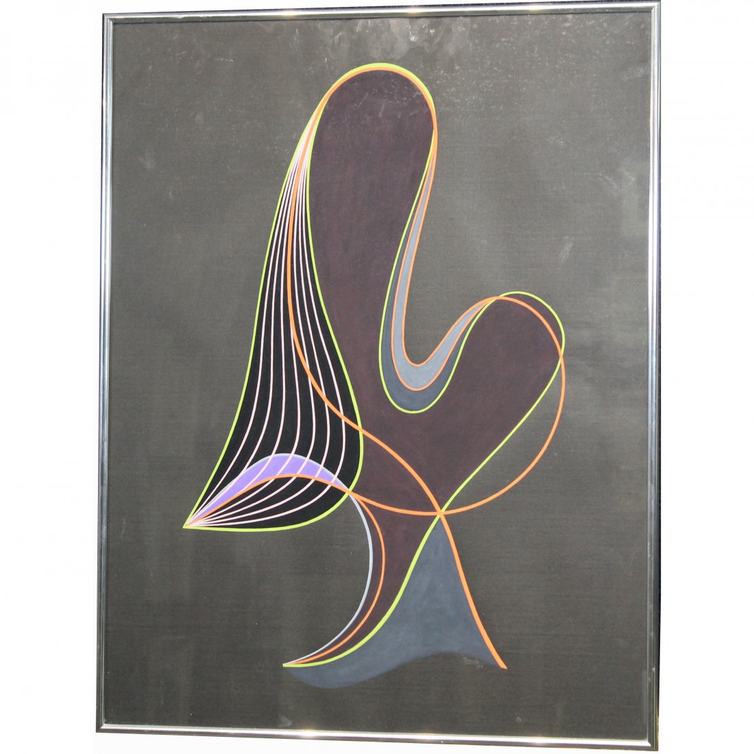 Cesar Domela (1900 - 1993): Cesar Domela (Cesar Domela (Netherlands, 1900 - 1993) Gouache/Paper Abstract Painting. Pencil signed and dated (1956) lower right. Provenance: Private Palm Beach Collection. Overall Size: 26.25 x 20.2