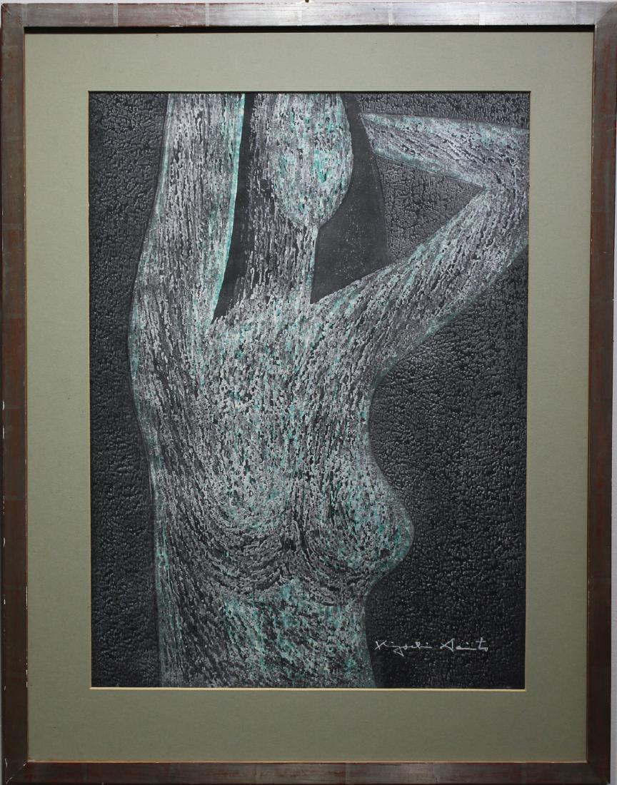 Kiyoshi Saito (1907 - 1997) Woodblock: Kiyoshi Saito (Japan, 1907 - 1997) Woodblock of a nude woman. With original 1967 gallery receipt. Image Size: 20.5 x 15 in. Overall Size: 27 x 21 in. Framed behind glass.