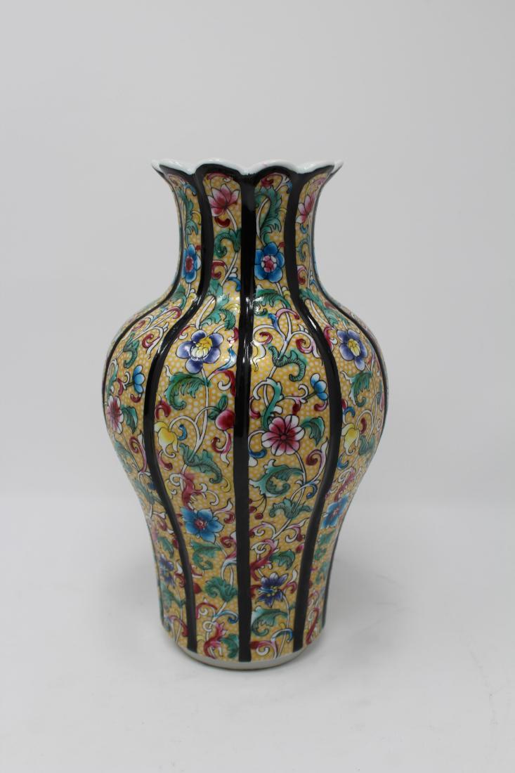 Chinese, Handpainted Porcelain Floral Vase. Signed (1 of 4)