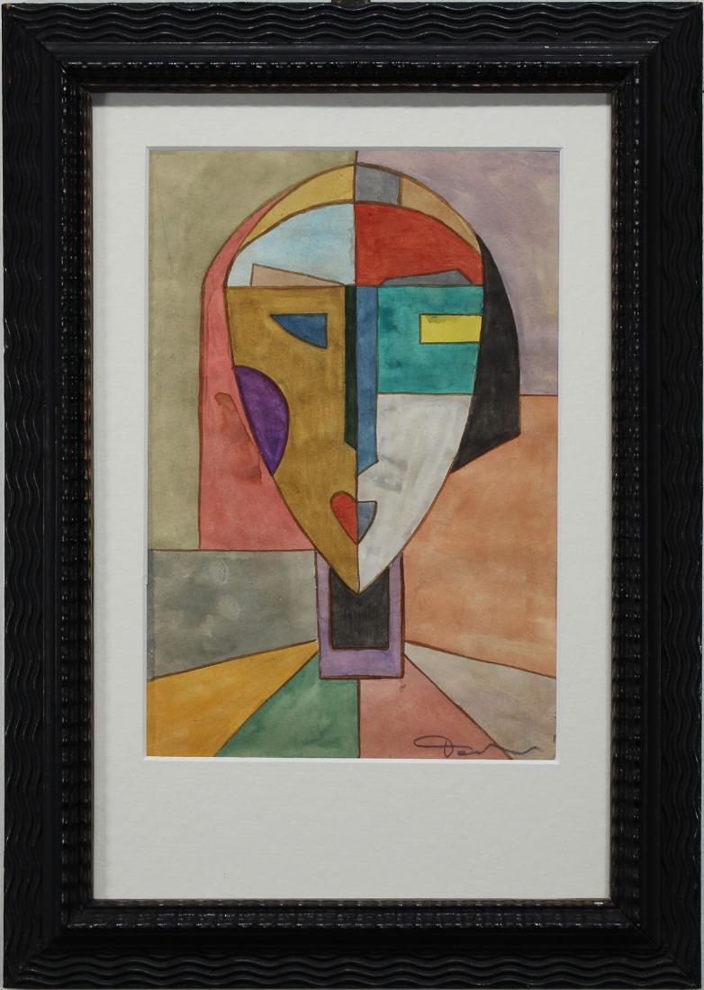Signd, European School Abstract Geometric Portrait (1 of 3)