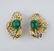 18K Gold Cabochon Emerald & Diamond Earrings