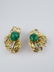 18K Gold Cabochon Emerald & Diamond Earrings - 2