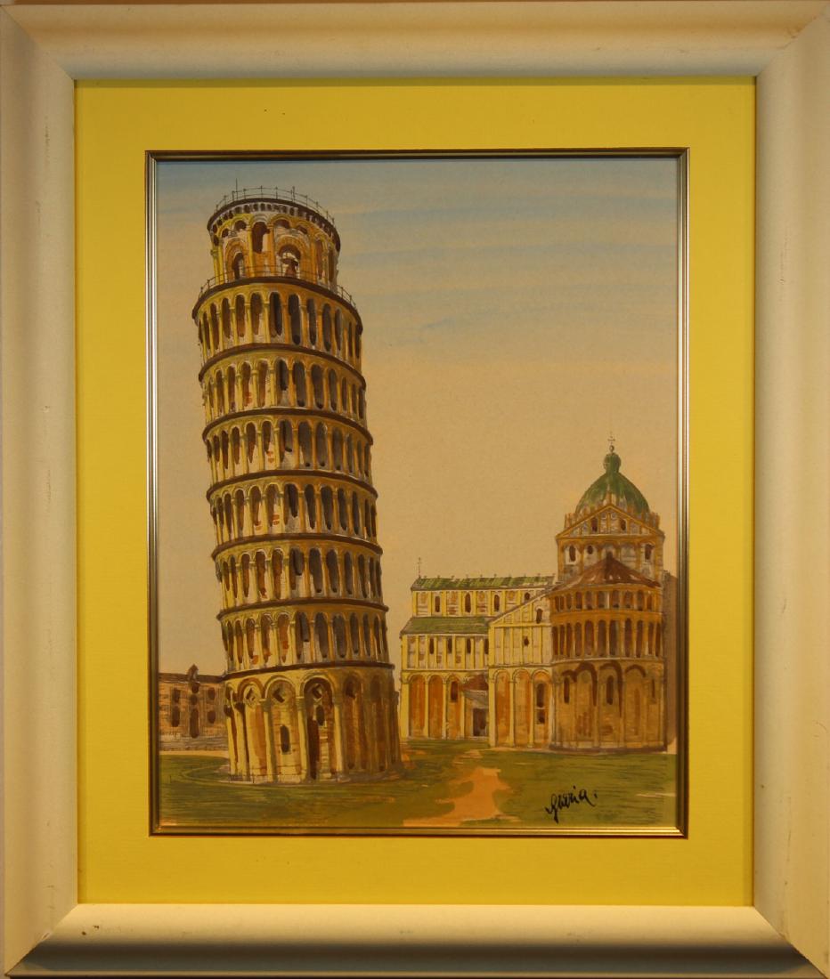 Grazia Carti, "Pisa. The Leaning Tower": Grazia Carti, "Pisa. The Leaning Tower" Italian Watercolor. Signed lower right. Sight size: 11 x 8.5 inches.