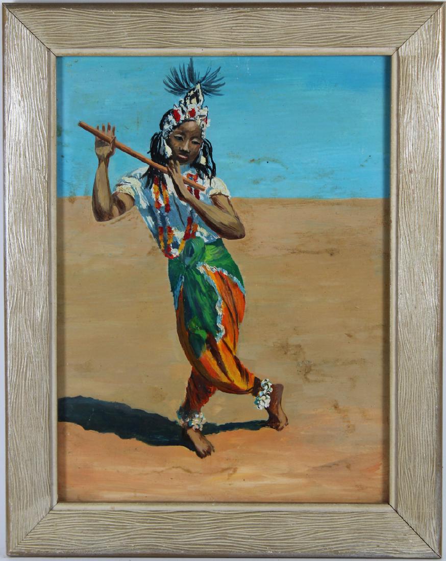 Vintage Painting of Indonesian Woman: Vintage Painting of Indonesian Woman. Mixed media. Appears to be unsigned, has not been examined out of frame. Sight Size: 11.5 x 8.5 in. Overall Size: 14.25 x 11.25 in. Framed behind glass.