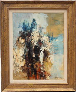 Jean Jansem (France, Armenia, 1920 - 2013): Jean Jansem (France, Armenia, 1920 - 2013) "Three Figures". Oil on Canvas. Signed lower right. Old labels verso. Exhibit loan label verso. Provenance: Benjamin Duhl (New York)- Important Jewish