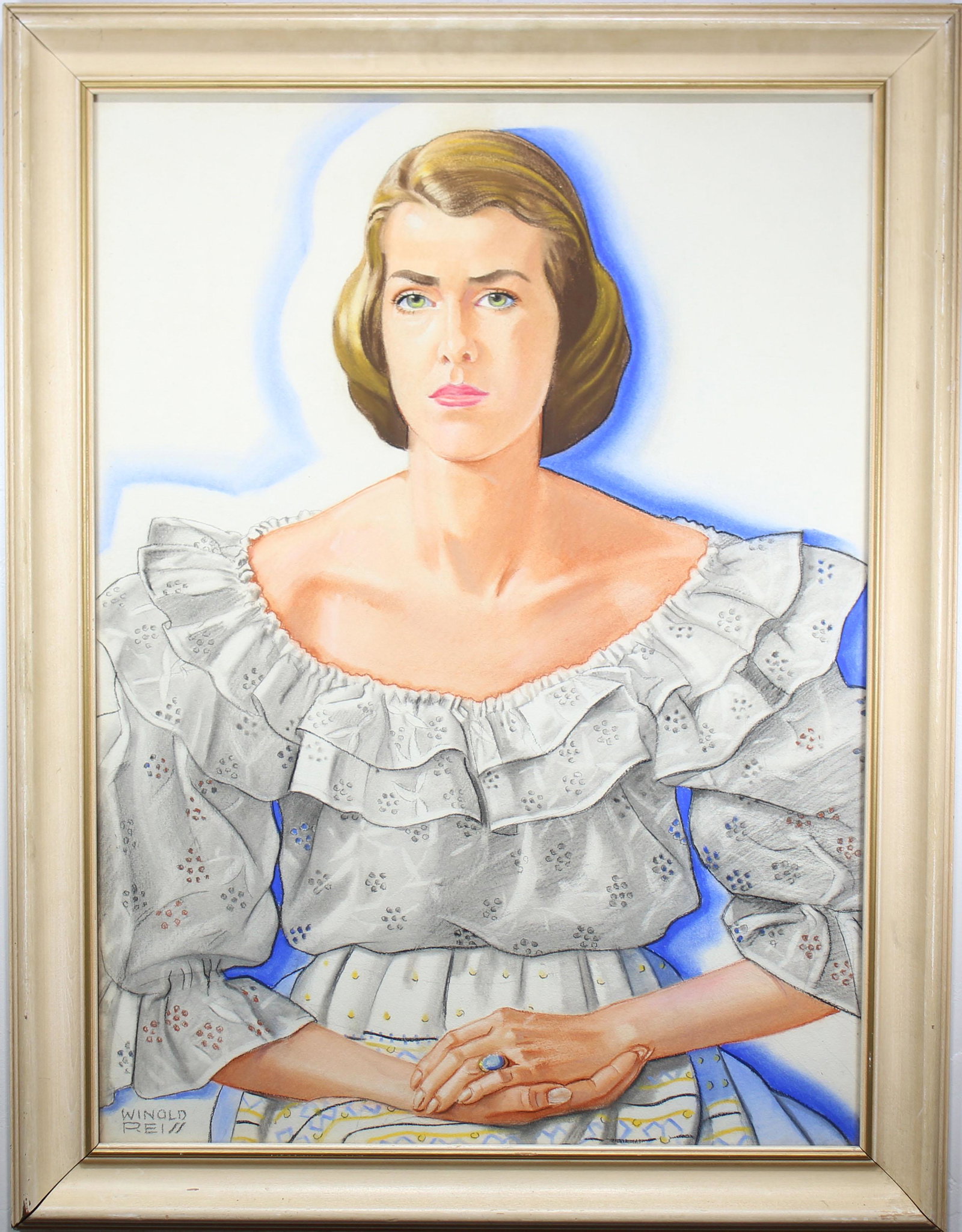 Winold Reiss (1886 - 1953): Winold Reiss (New York, Montana, Nevada / Germany, 1886 - 1953) Portrait of a woman. Pastel on Paper. Signed lower left. Old label verso. Provenance: Private California collection. Sight size: 29.5 x 
