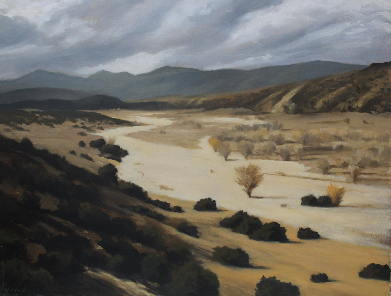 Robert Jordan (1925 - 1993): Robert Jordan (Missouri, New Hampshire, 1925 - 1993) Western American Landscape. Oil on paper. Signed lower left. Image size: 18.5 x 23 in. Unframed.