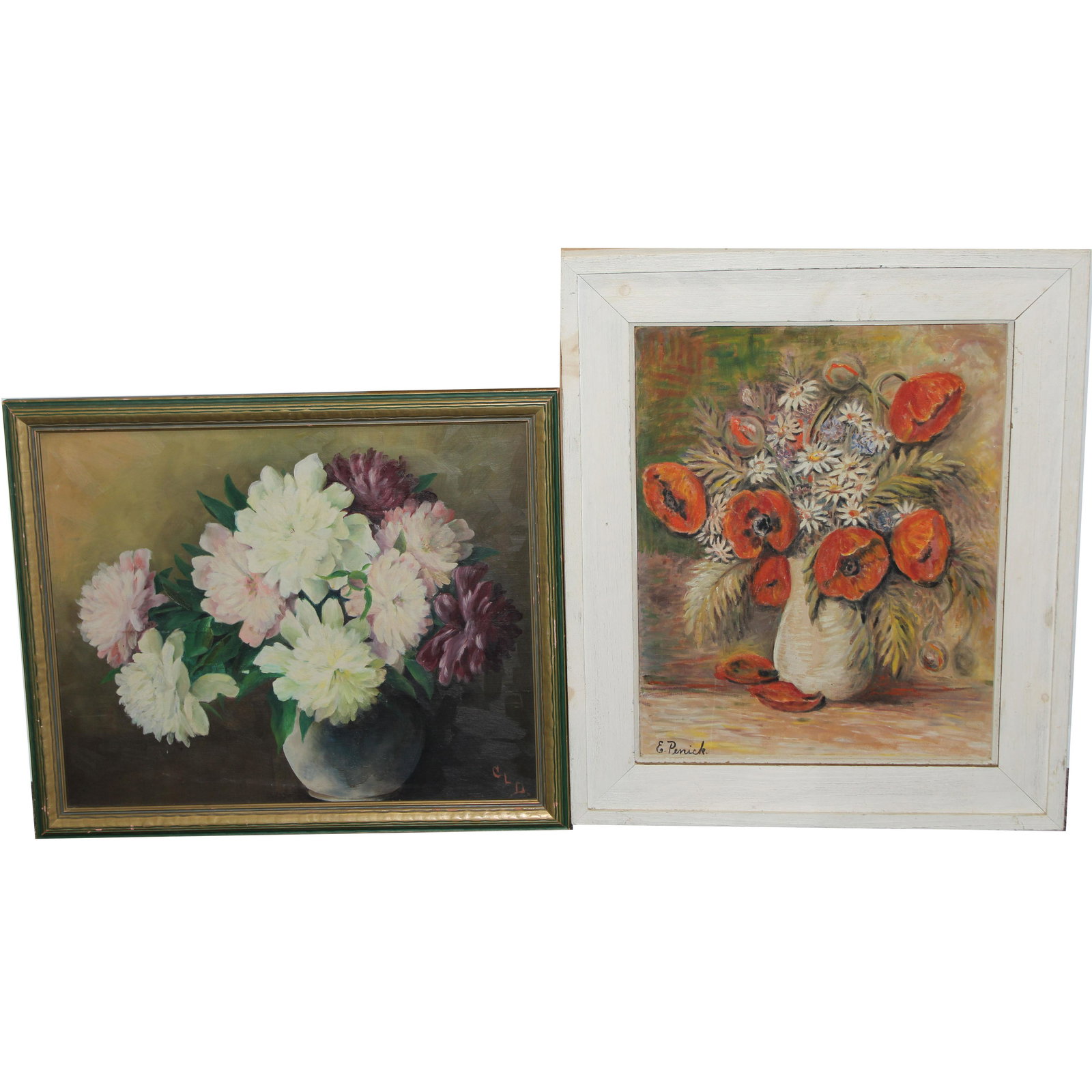 (2) American School Still Life Paintings, Signed: (2) American School Still Life Paintings, Signed. 20th century. Oil on canvas. Sight Sizes: 17 x 21 / 20 x 16 in. Overall Sizes: 20.25 x 24.5 / 26 x 22 in.