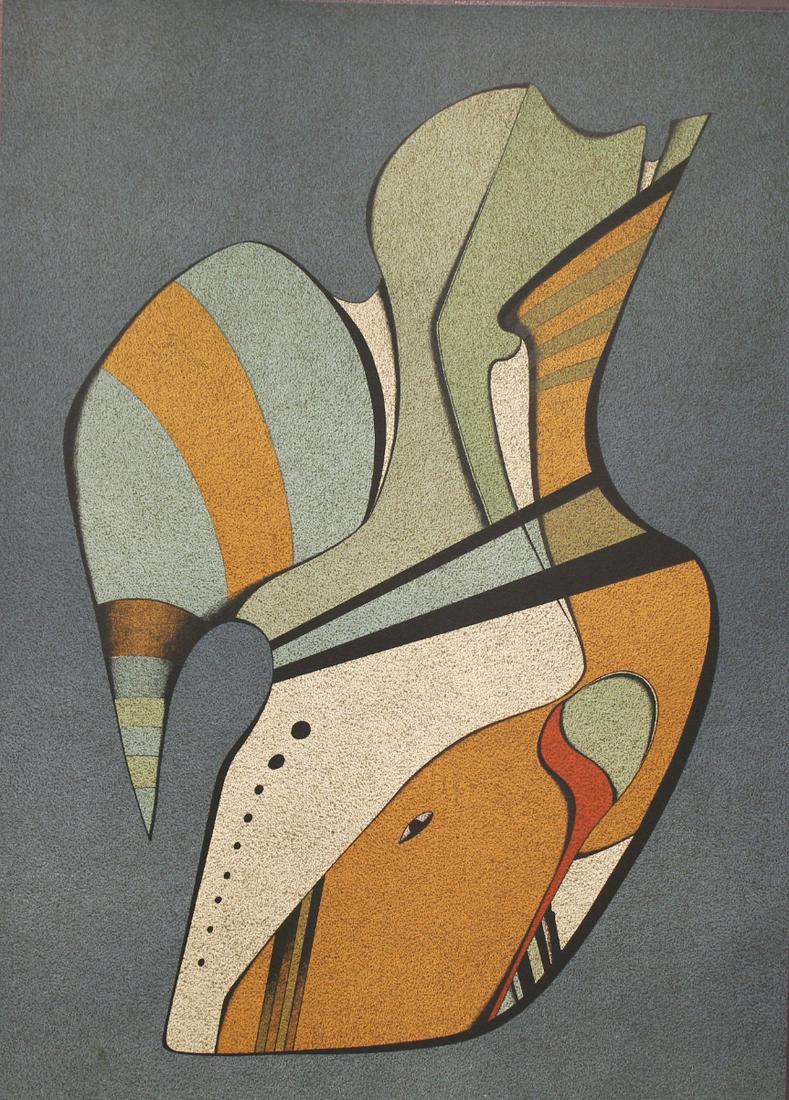 Mihail Chemiakin (Russian, B. 1943) (22/225): Mihail Chemiakin (New York, Russia born 1943) "Chapeau avec bande orange" Color serigraph. Numbered (22/225) lower left. Signed lower right. Watermark "Arches France". Chemiakin's work is in the perma