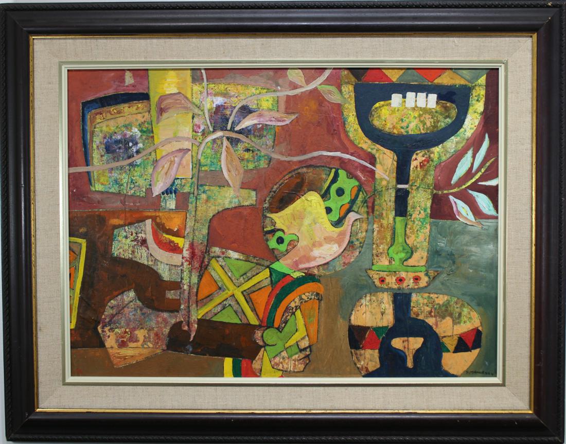 Speelman Mahlangu (Africa, 1958 - 2004): Speelman Mahlangu (Africa, 1958 - 2004) "From the Past" Oil on board. Signed and dated '44 lower right. Old label verso. Sight Size: 18.75 x 26 in. Overall Size: 27 x 34.25 in.