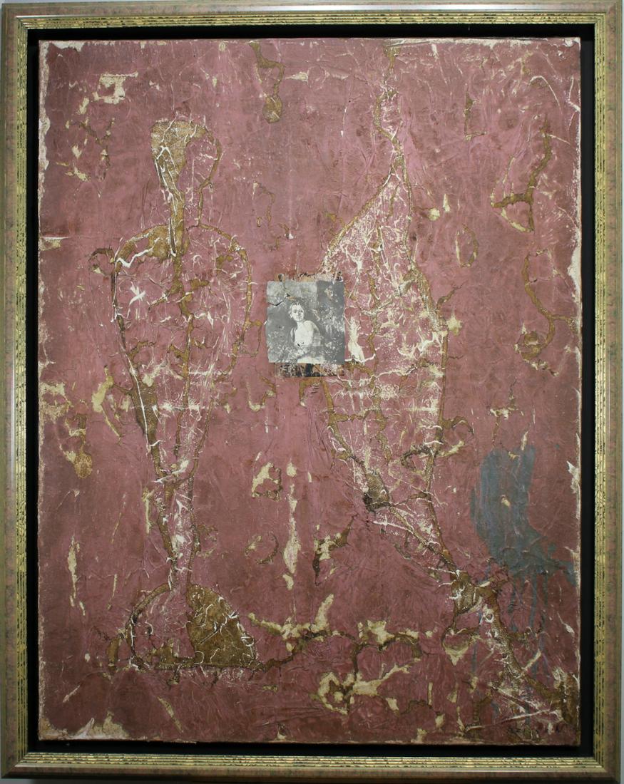 Pierre Marie Brisson (b. 1955) "Portrait III": Pierre Marie Brisson (b. 1955) "Portrait III". Large Mixed media painting on canvas. Purchased from Bowles/Sorokko Galleries, New York in 1992. Brisson's work is displayed in the Fine Arts Museum of S