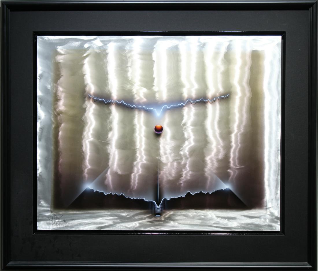 Andreas Nottebohm (German, b. 1944): Andreas Nottebohm (German, b. 1944). Titled "KN 1347-AD". Acrylic on aluminum. Signed lower left. Comes with original COA from Weinstein Gallery where it was originally purchased in 1996 for $4,800. T