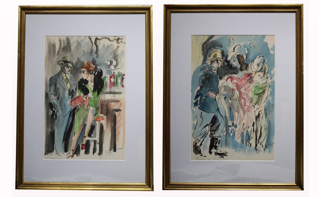 (2) Guy Neyrac (France, 1900 - 1950) Watercolors: (2) Guy Neyrac (France, 1900 - 1950) Watercolors. Each signed in lower portion. Sight size: 17 x 11 inches.
