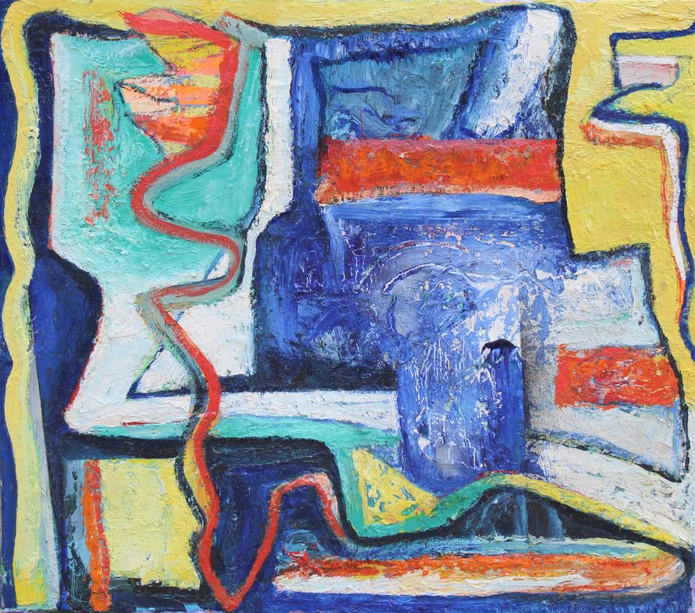 Thomas Koether (NY, FL b. 1940) "Shaman's Doll": Thomas Koether (New York, Florida, Europe, Australia, b. 1940) Abstract Painting. Titled: "Shaman's Doll" Dated: '94 Oil on Canvas. Titled and signed verso. Having gallery label verso. In 1960, Koethe