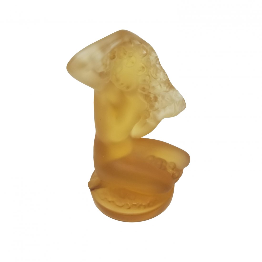 Lalique Floreal Amber Crystal Figurine: Signed 'Lalique France' on base.Size: 3.25 in.