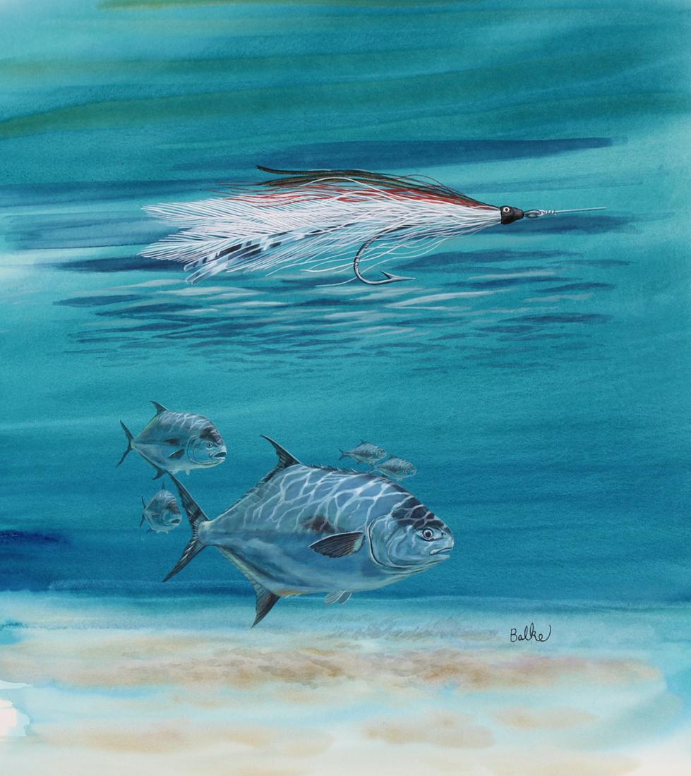 Don Balke (B. 1933) "Fishing Flies": Don Balke (B. 1933) "Fishing Flies" Signed lower right. Watercolor on Illustration Board. Provenance: Collection of James A. Helzer (1946-2008), Founder of Unicover Corporation. This painting was orig