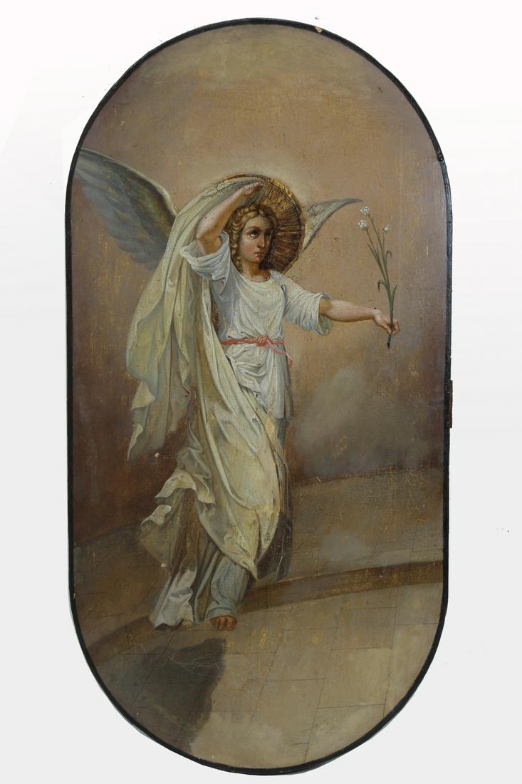 Antique Exhibited Russian Icon. The Archangel Gabriel: Antique Exhibited Russian Icon. The Archangel Gabriel. Oil on wood. Size: 20.5 inches. Exhibitions - Brevard Museum of Art (Foosaner Art Museum), Melbourne, FL Sept Â– Nov 1994 - Pensacola Museum o