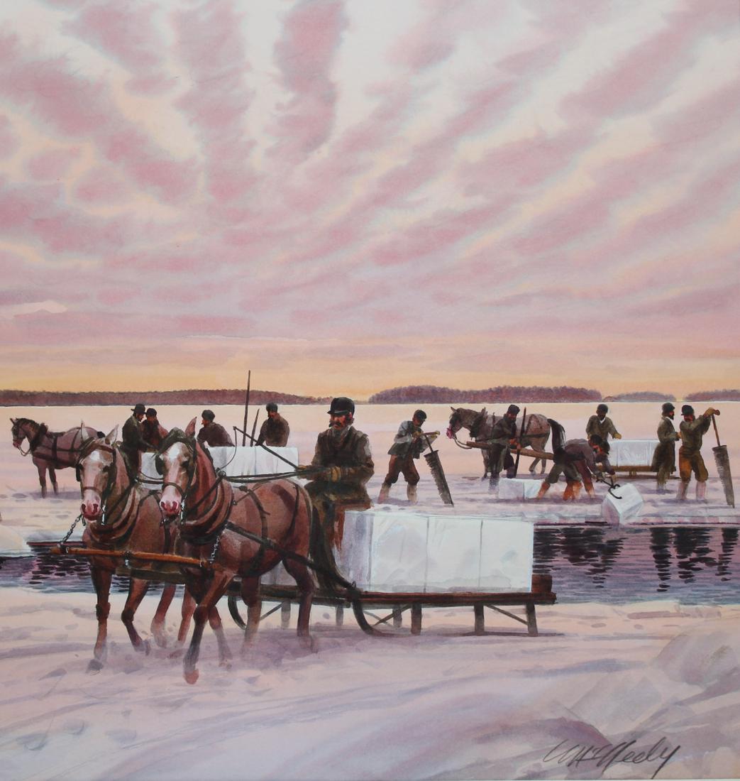 Tom McNeely (B. 1935) "Altocumulus Stratiformis": Tom McNeely (Canadian, B. 1935) "Altocumulus Stratiformis" Signed lower right. Watercolor. Provenance: Collection of James A. Helzer (1946-2008), Founder of Unicover Corporation. Image Size: 17.5 x 15